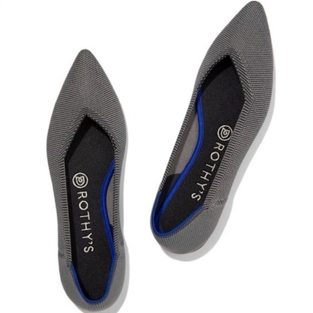 ROTHYS THE POINT GRAY BALLET FLATS 7